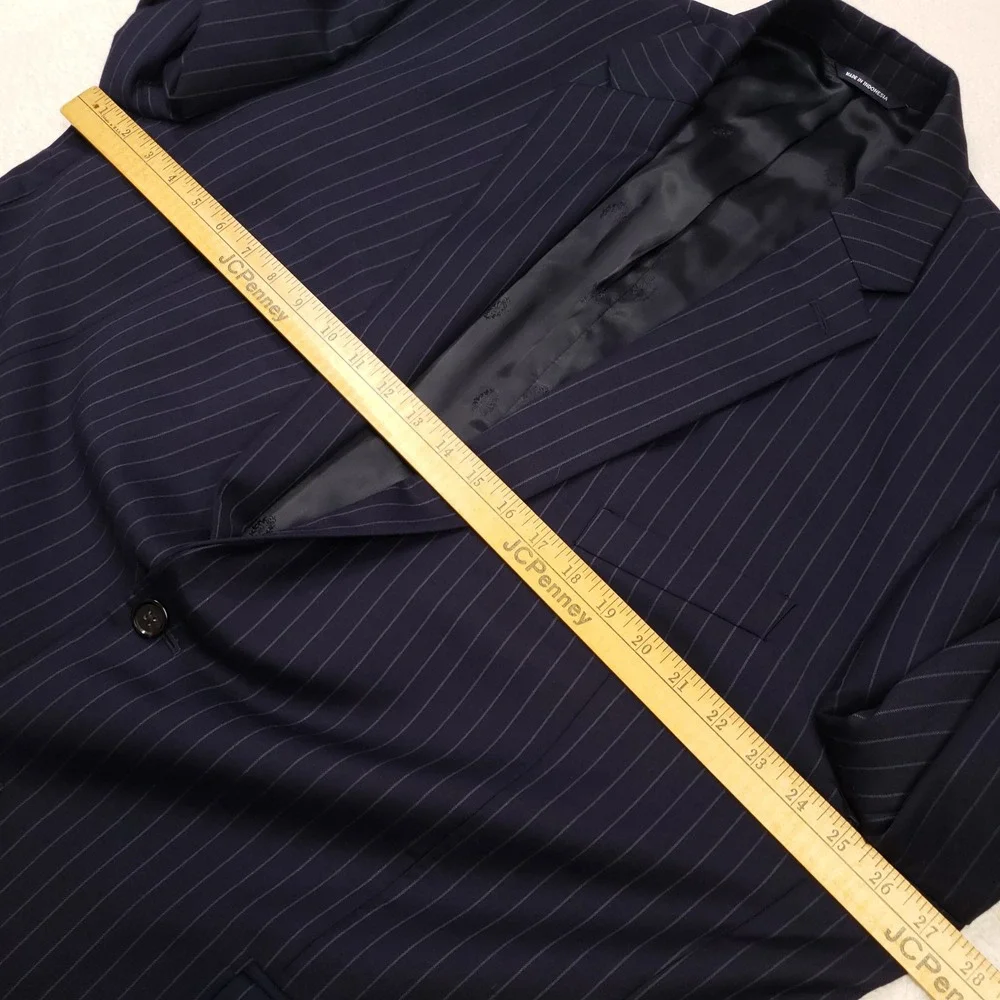 Ralph Ralph Lauren Suit Men 50L 46R Navy Blue Pinstripe Wool Blend Two Piece Set